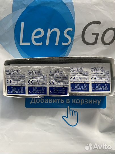 Конт. линзы Acuvue Oasis HydraLuxe 1-day -6.0