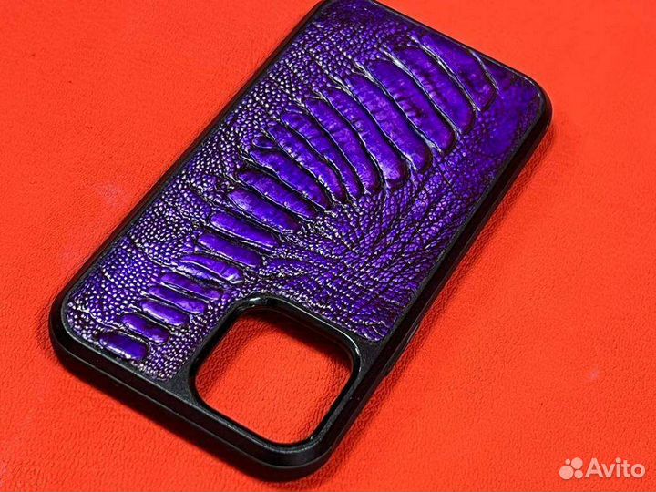 Чехол для телефона iPhone12 и 12 про кожа страуса
