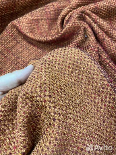 Ткань мебельная, рогожка, цвет терракот, 350г/м