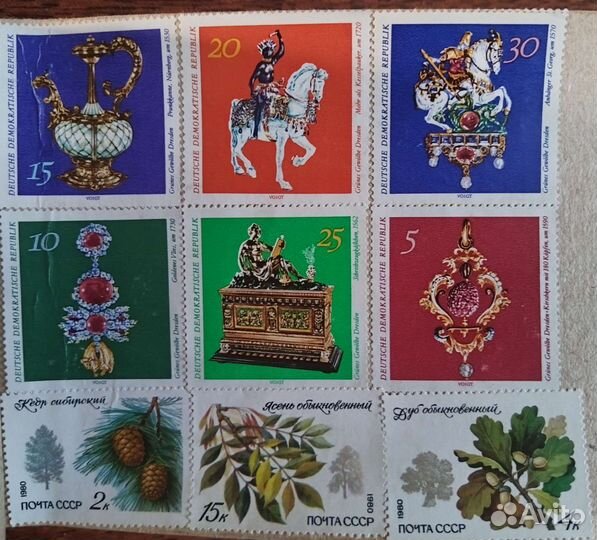 Марки почтовые СССР, Германии, Польши и России