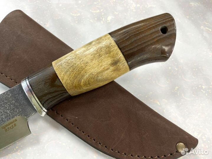 Шкуросъёмный нож Клык, 95х18, карельская береза, в