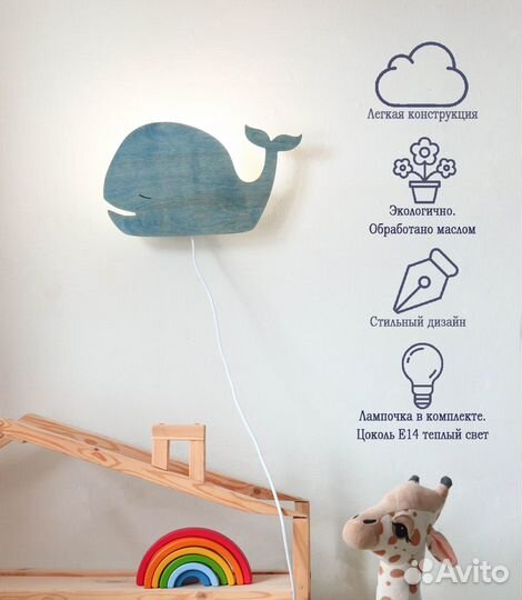 Детский настенный светильник Кит