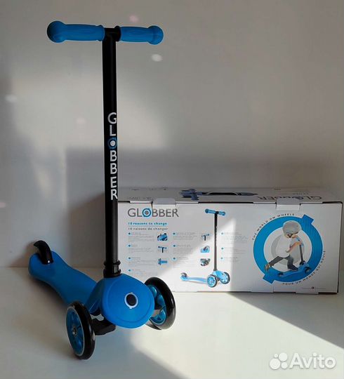 Трехколесный самокат globber My free fixed blue