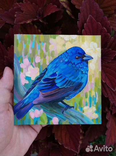 Картина маслом синяя птица