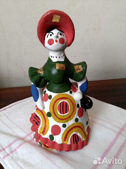 Дымковская фигурка Барыня новая в коробочке 13см