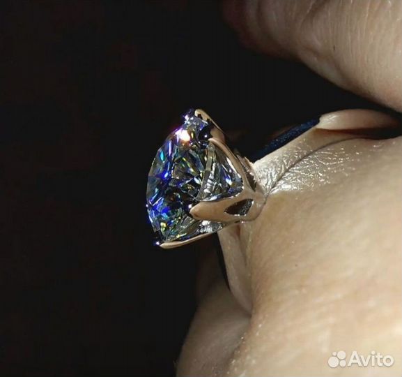 Кольцо с бриллиантом муассанит 1 карат 6.5мм
