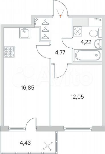 1-к. квартира, 39,2 м², 8/8 эт.