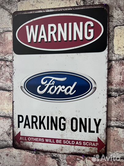 Декор на стену Warning Parking Only Ford