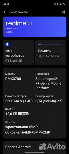 realme GT Neo 5 SE, 12/256 ГБ