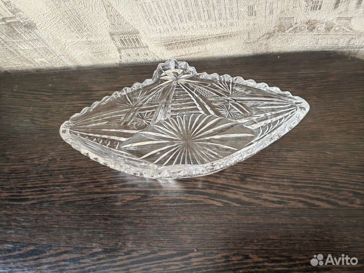Хрустальный салатник ладья