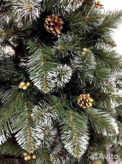 Елка искусственная с шишками, ягодами 180+гирлянда