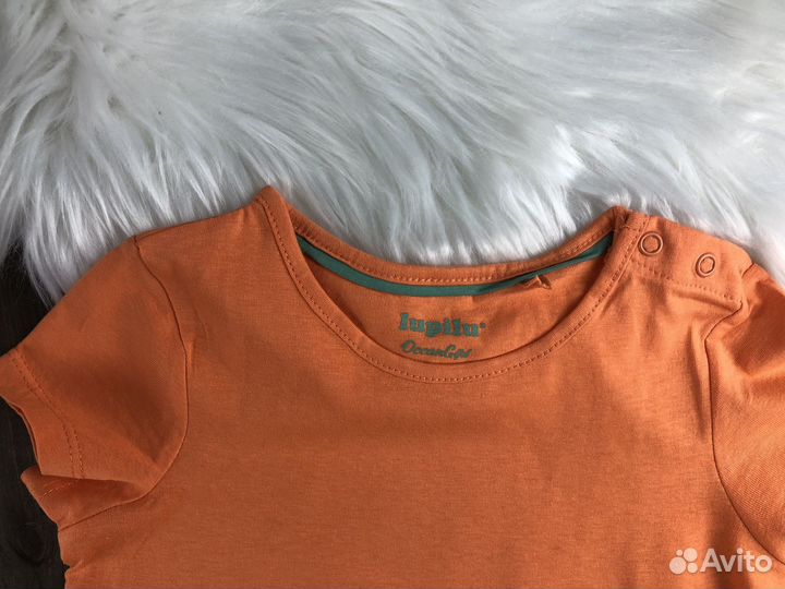Футболка оранжевая для девочи Lupilu