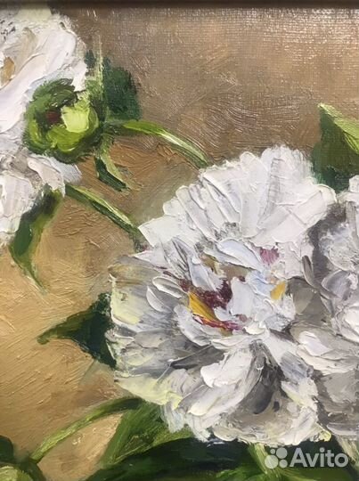 Картина маслом. «Пионы в белом кувшине»
