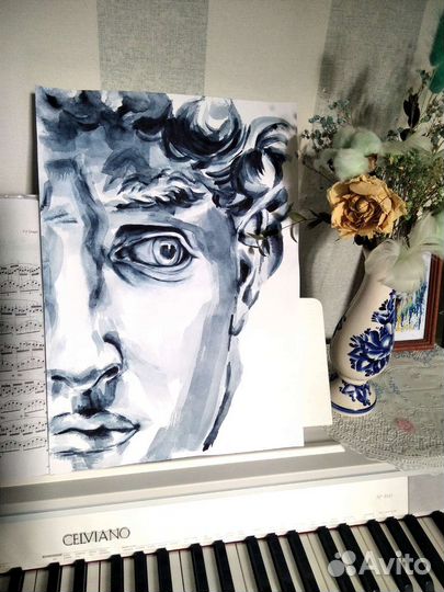 Картина Давид Микеланджело акварель в раме