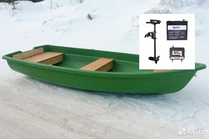 Гребная лодка с электромотором Тортилла-4 Эко Sea