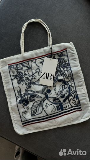 Сумка пакет Zara из органзы с вышивкой