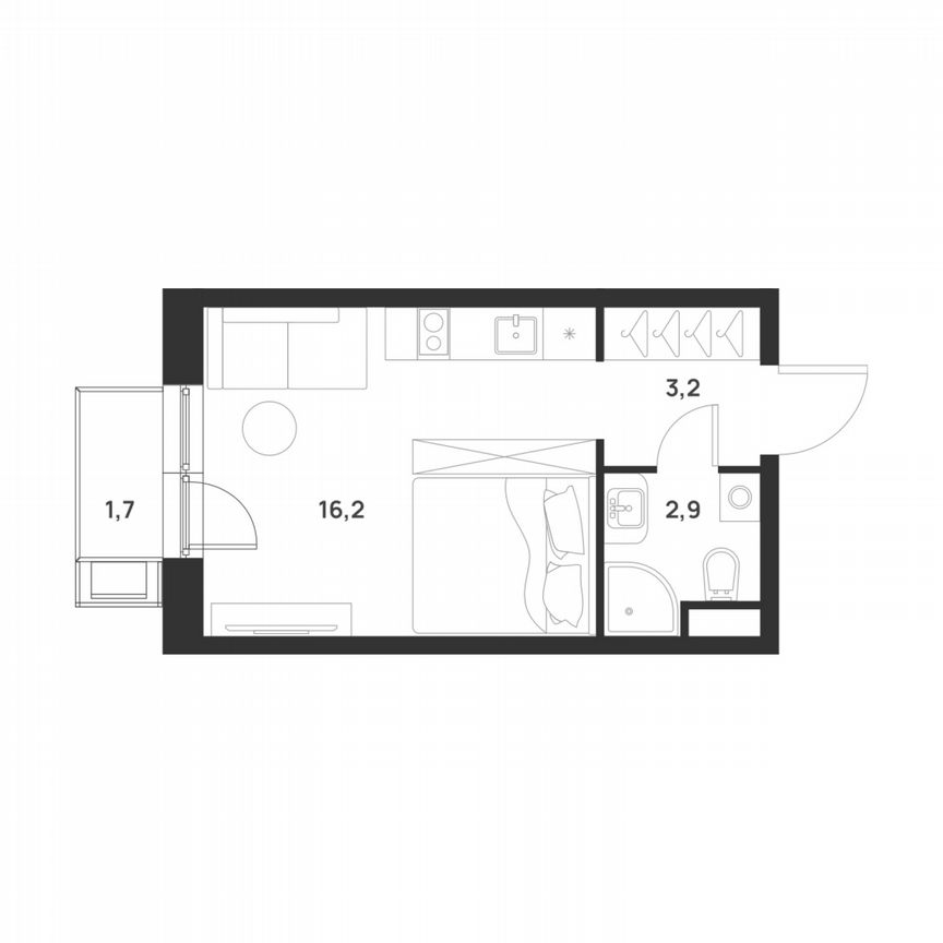 Квартира-студия, 22,8 м², 11/17 эт.