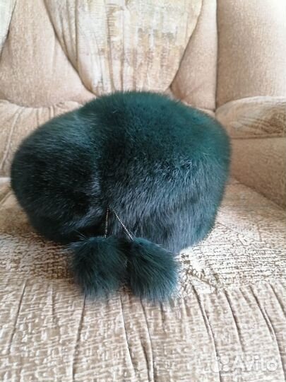 Шапка меховая зимняя женская норковая зеленая