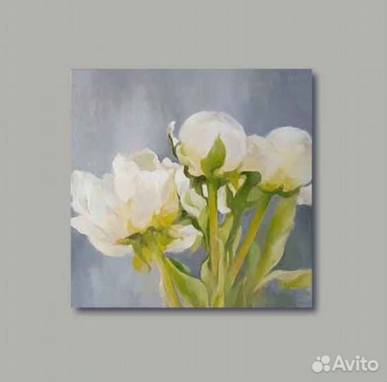 Картина маслом Белые пионы