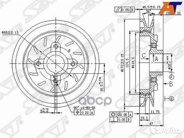 Шкив коленвала mitsubishi pajero 4D56 (один