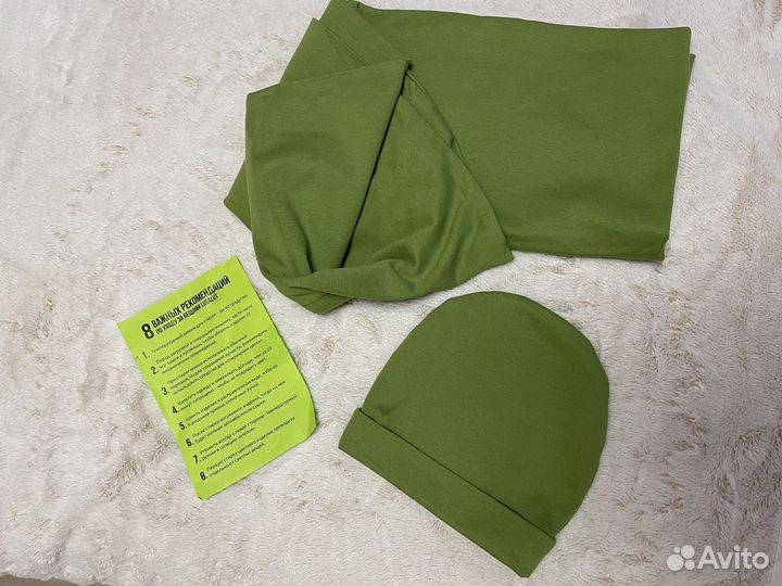 Комплект шарф снуд и шапка трикотажная легкая