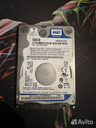 Жесткий диск 2.5 WD Blue 500 гб WD5000lpvx