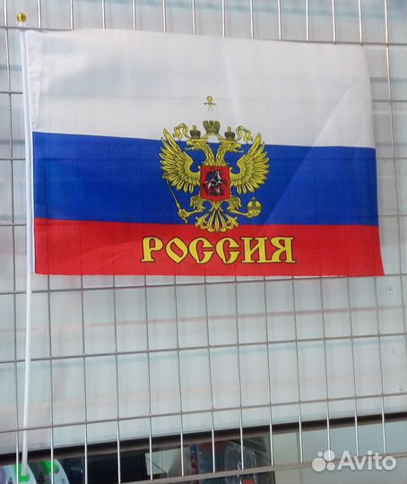Флаг России триколор 60*40 см на палке Магазин