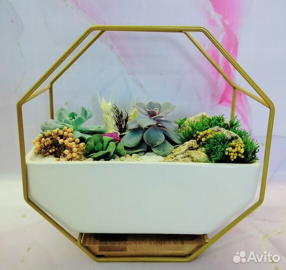 Флорариум с живыми цветами, подарок, декор, цветы