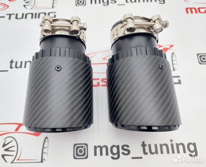 2 Насадки выхлоп Akrapovic Jet black карбон 89мм