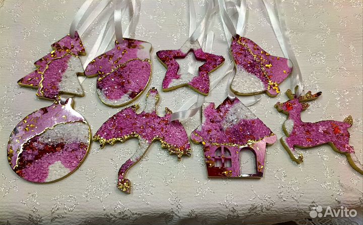 Елочные игрушки из эпоксидной смолы