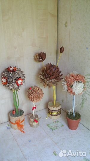 Топиарии ручной работы из натуральных сухоцветов