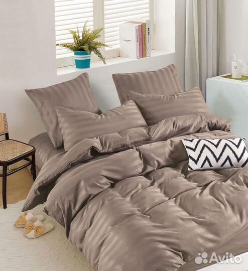 Белье постельное страйп сатин как в отеле