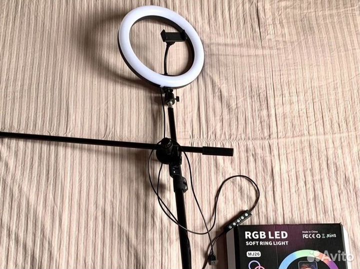 Новая кольцевая лампа 26 см со штативом Mobicent