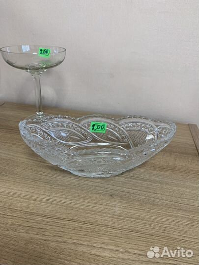 Ваза ладья хрусталь СССР