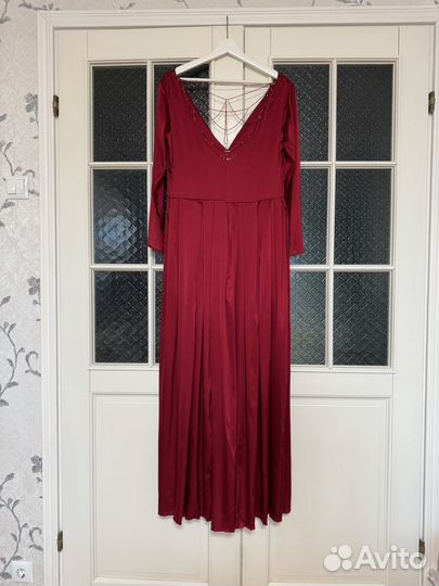 Красное шелковое вечернее платье 48 50 52