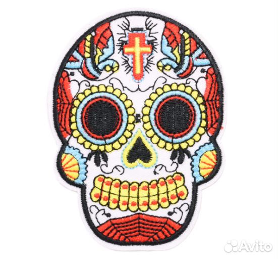 Нашивки на одежду череп в стиле панк термонашивка