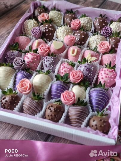 Съедобные букеты из шоколадных цветов, клубника