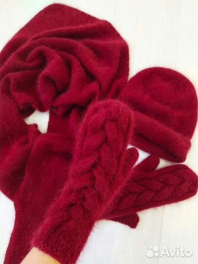 Новые шапка варежки снуд бактус джемпер пух норки