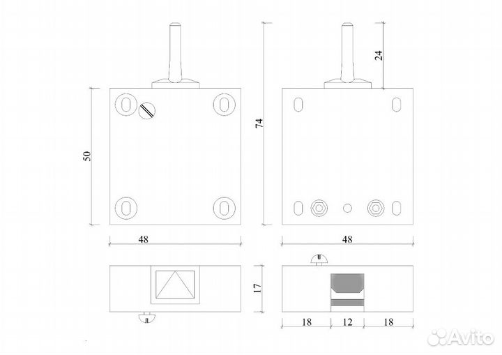 Выключатель нажимной для распашной двери