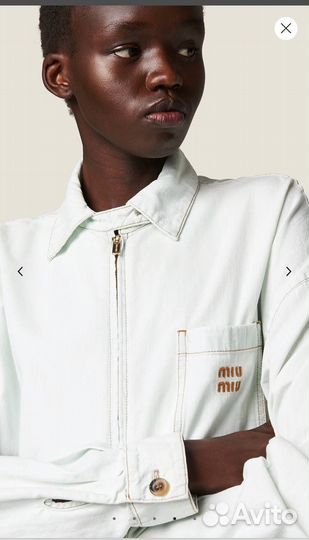 Джинсовая куртка Miu Miu оверсайз голубая