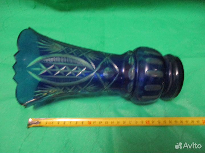 Ваза кобальт синее стекло СССР