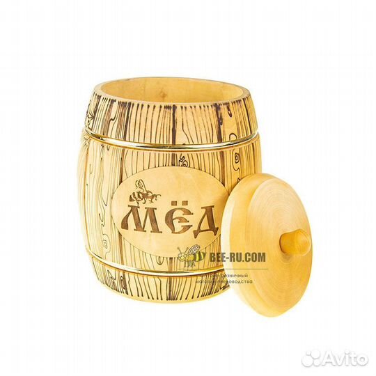 Бочка медовая из липы Бондарь 7 кг (темная, крышка