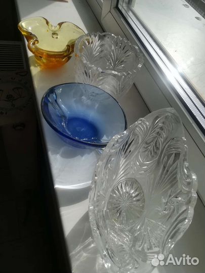 Конфетница цветное стекло СССР