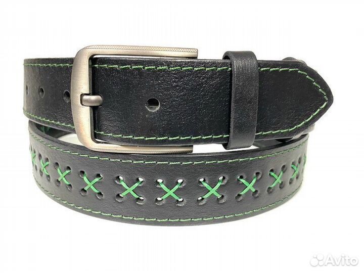 Ремень кожаный “Bear” 776 с прошивкой нитками