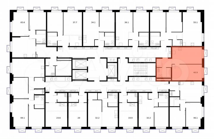1-к. квартира, 40,9 м², 21/21 эт.
