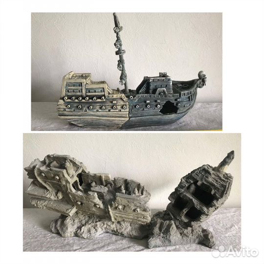 Декорации для аквариума корабль