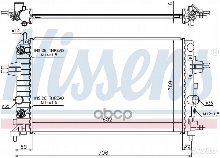 Радиатор двигателя opel astra H 1.6 AUT 04- 630702