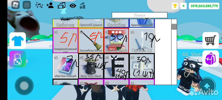 Продаю инвентарь в плейсе pop it treading