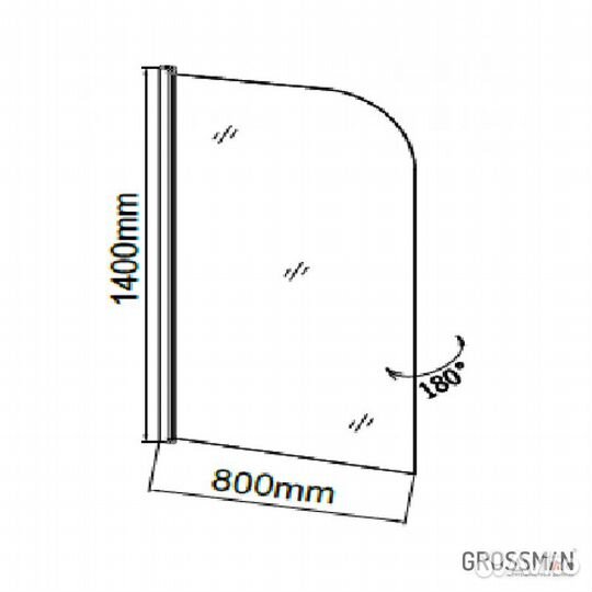 Шторка для ванны Grossman GR-100 80x140