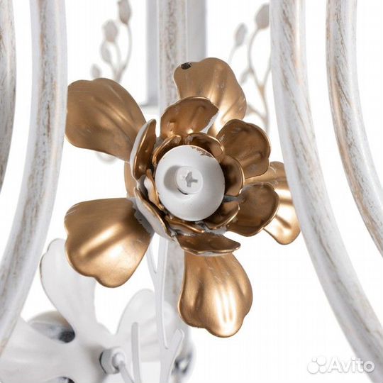 Люстра 'Сандра' 5xE14 40Вт белый с золотой патиной